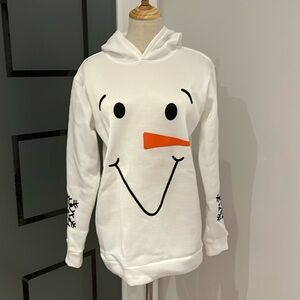 NWT White Snowman Pullover Hoodie